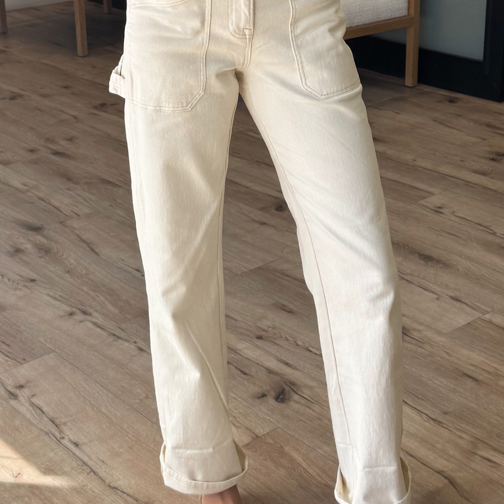 Elegant Beige Straight Leg Jeans for Women